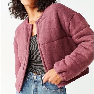 Purple Quilted Puffer Cardigan